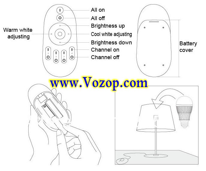 2.4G_Dual_White_Bulb_Remote_Temperature_Dimming_remote