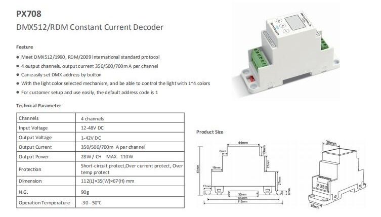 Euchips_PX708_DMX512_RDM_Constant_Current_Decoder_DC_12_48V_2