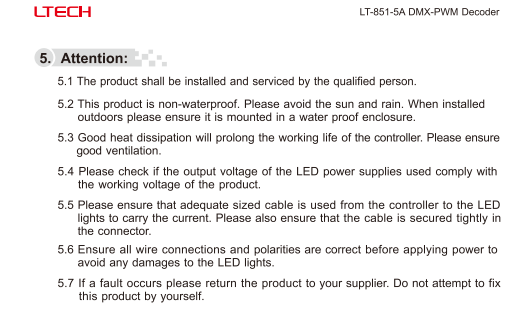 LTECH_DMX_controller_LTECH_LT_851_5A_5