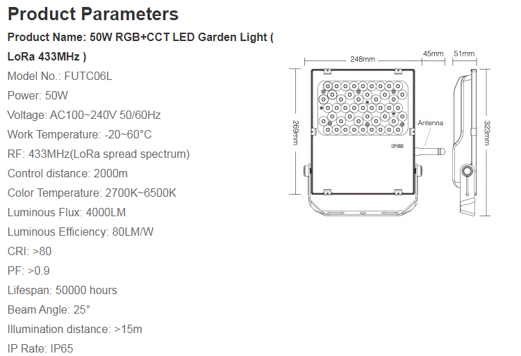 Mi_Light_FUTC06L_LoRa_433MHz_50W_RGB_CCT_LED_Garden_Light_2