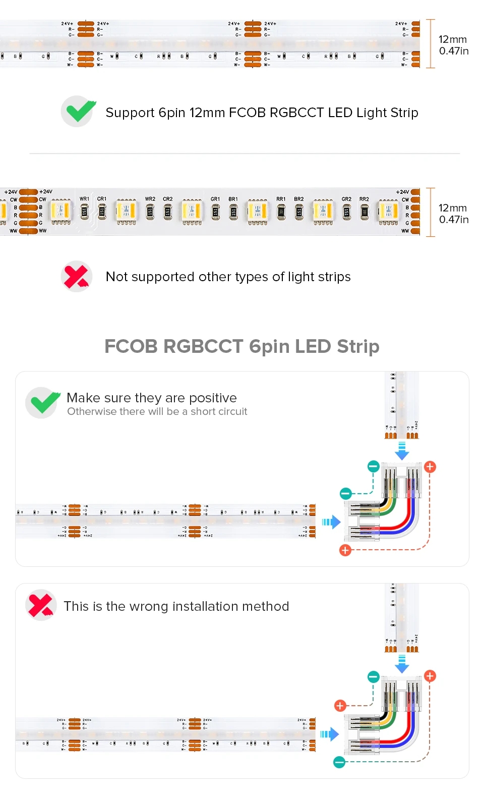 PWM_5pin_RGBW_6pin_RGBCCT_SPI_3pin_RGBIC_12mm_12_24_8