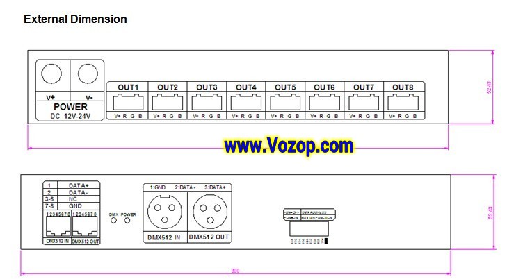 24_channel_DMX512_Decoder_Constant_Voltage_LED_controller_disco_party_club_lighting_project
