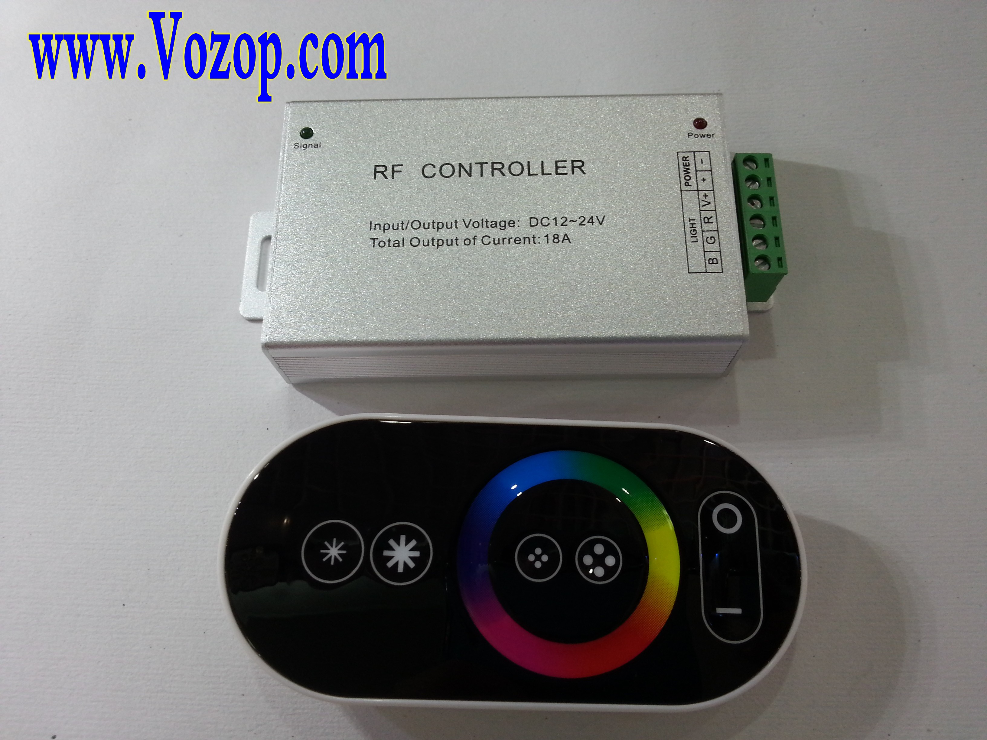 8_Keys_RF_Touch_Remote_3Ch_RGB_LED_Controller_18A_12V_24V_control