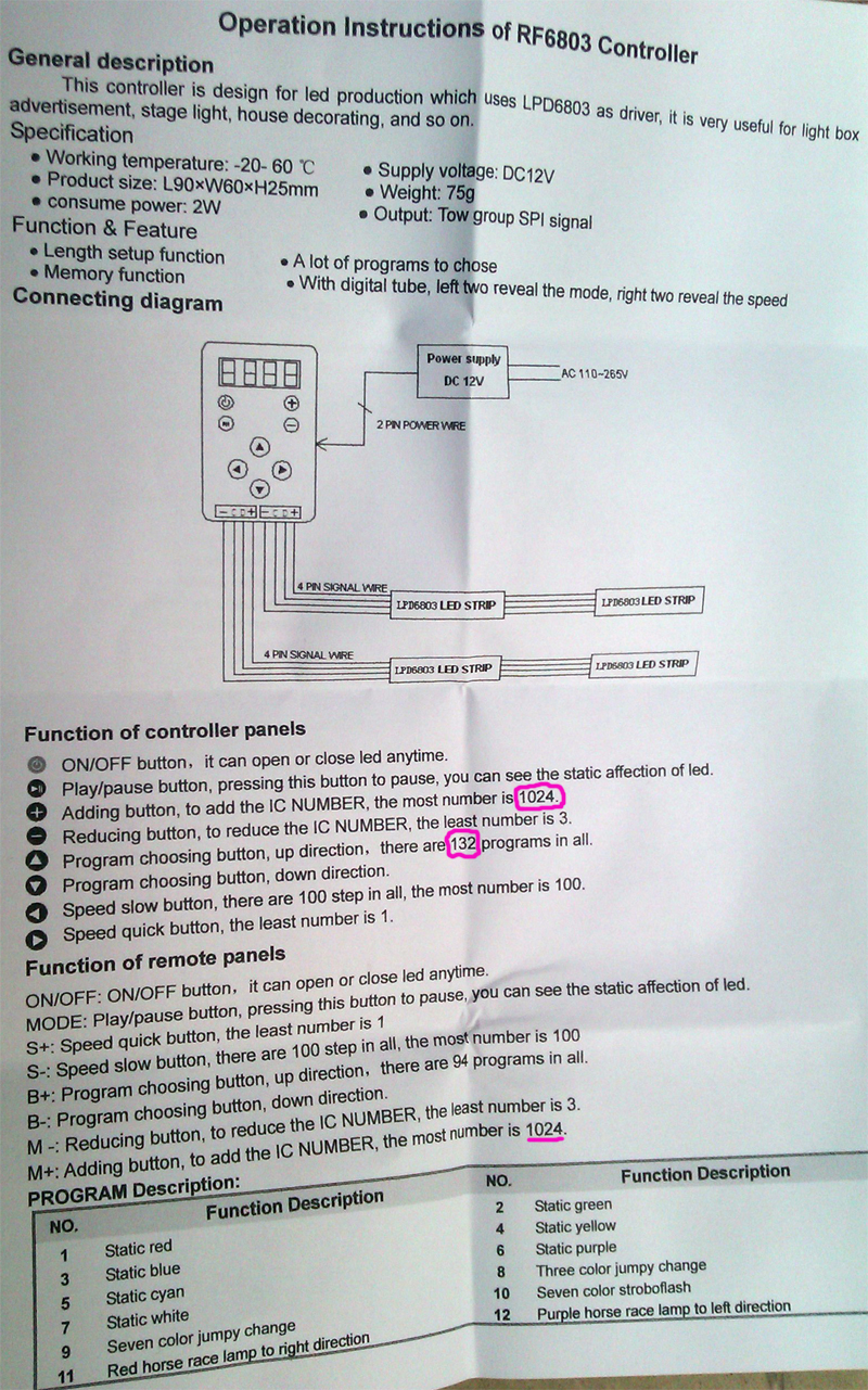 digital_LPD6803_IC_smart_intelligent_remote_controller_installation_RGB_LED_Controller