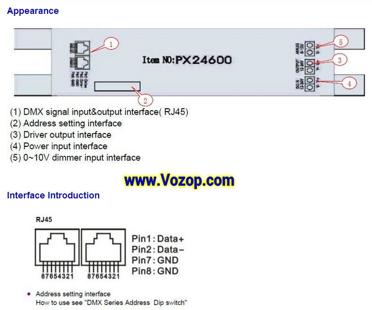 px24600_LED_controller_dimmer_DMX512_to_0_10v_signal_convertor_12